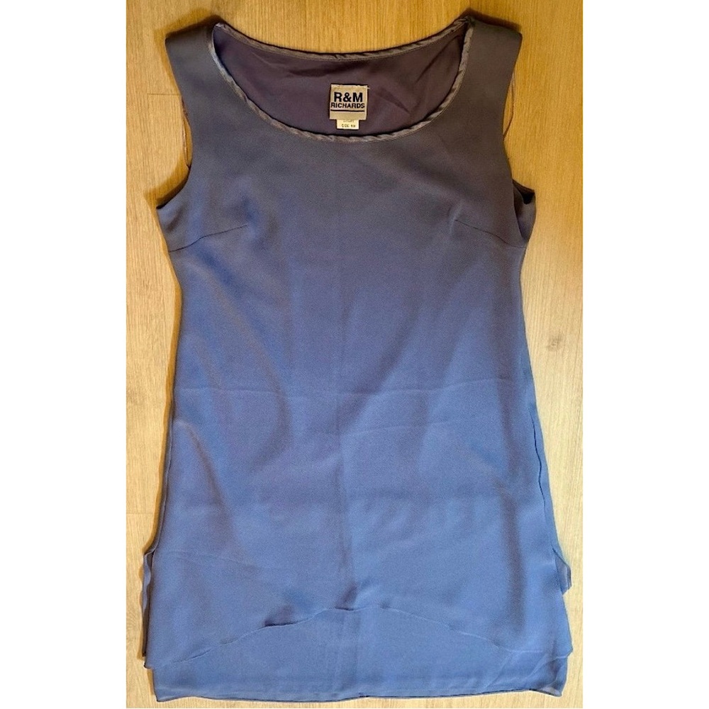 R&M Richards Size 10 Blue Chiffon Overlay Cocktail Dress Sleeveless